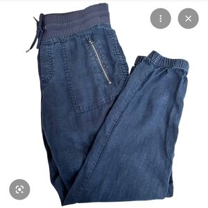 Athleta Dark Blue 100% Linen Jogger Pants